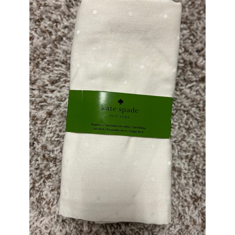 Kate Spade New York White Polka Dot Cloth Napkins Set of 4 New